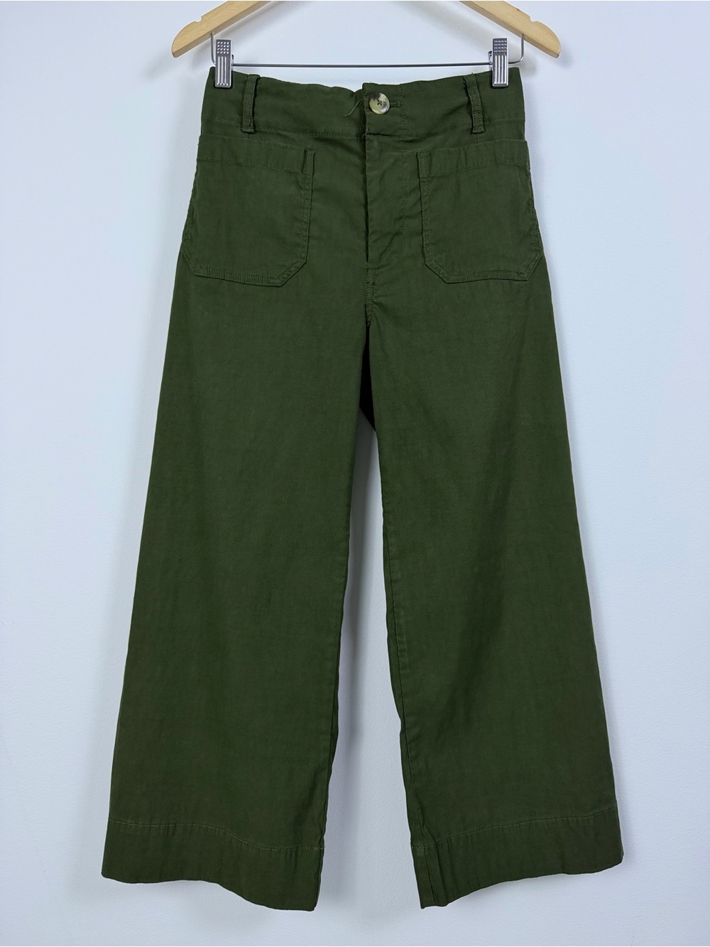 Maeve The Colette Womenβs Olive Cropped Wide Leg Pants
